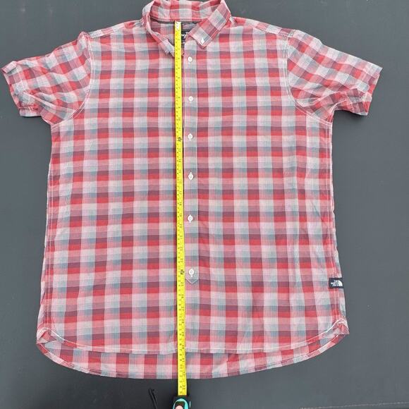 The North Face Shirt Mens XXL 2XL Red Plaid Short Sleeve Button Up‎ Casual Nylon - Picture 7 of 12